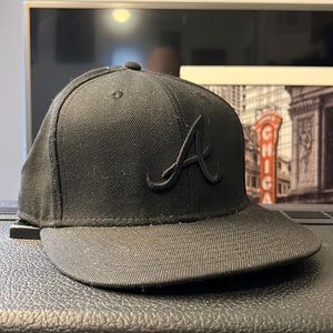 Atlanta Braves New Era Fitted Black on Black 7 5/8